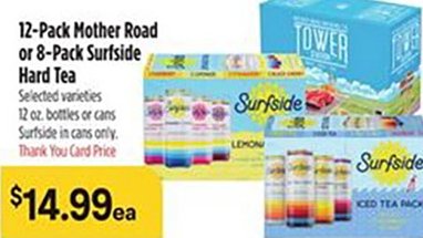 12-Pack Mother Road or 8-Pack Surfside Hard Tea