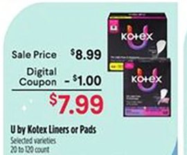 U by Kotex Liners or Pads