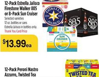 12-Pack Estrella Jalisco Firestone Walker 805 or 8-Pack Sun Cruiser