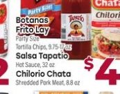 Botanas Frito Lay / Salsa Tapatio / Chilorio Chata