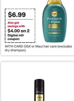 OGX or Maui hair care