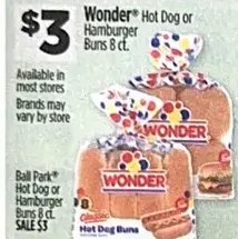Wonder Hot Dog or Hamburger Buns