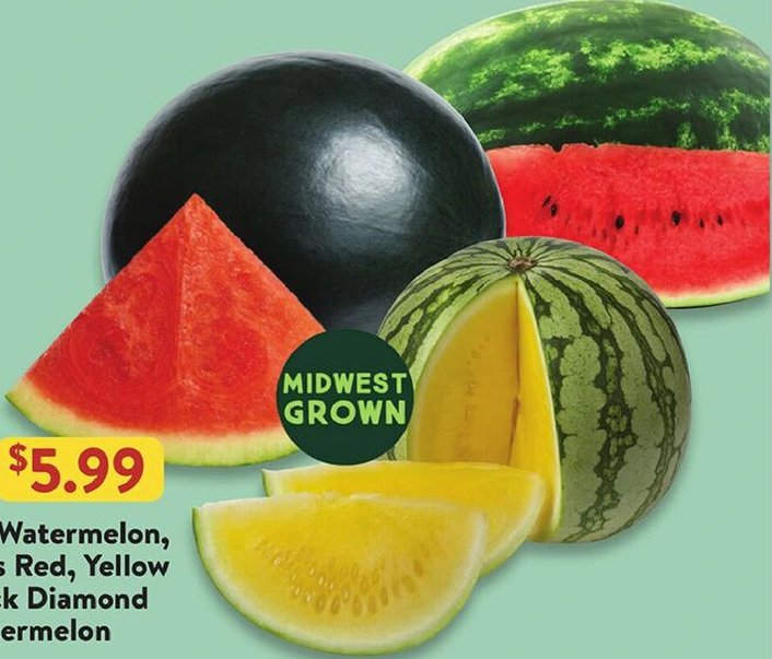 Seeded Watermelon, Seedless Red, Yellow or Black Diamond Watermelon