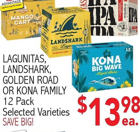 LAGUNITAS, LANDSHARK, GOLDEN ROAD OR KONA FAMILY