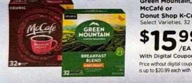 Green Mountain, McCafé or Donut Shop K-Cups