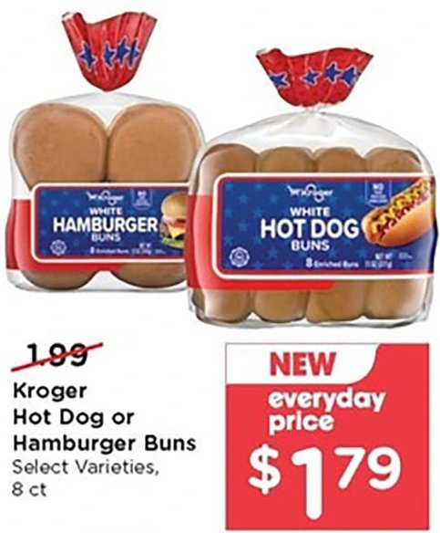 Kroger Hot Dog or Hamburger Buns