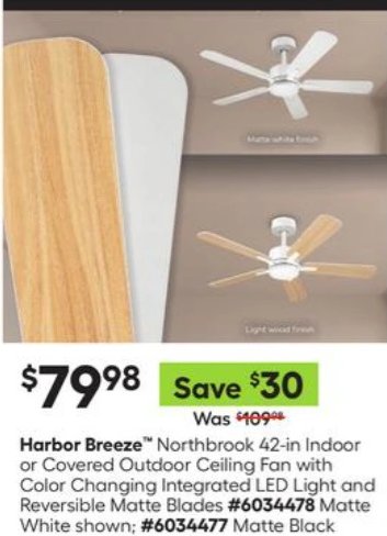 Harbor Breeze Northbrook 42-in Indoor or Covered Outdoor Ceiling Fan