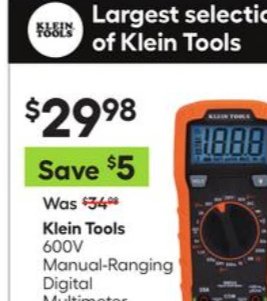 Klein Tools 600V Manual-Ranging Digital Multimeter