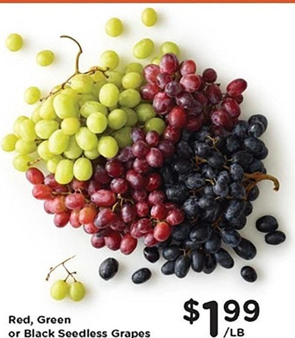 Red, Green or Black Seedless Grapes