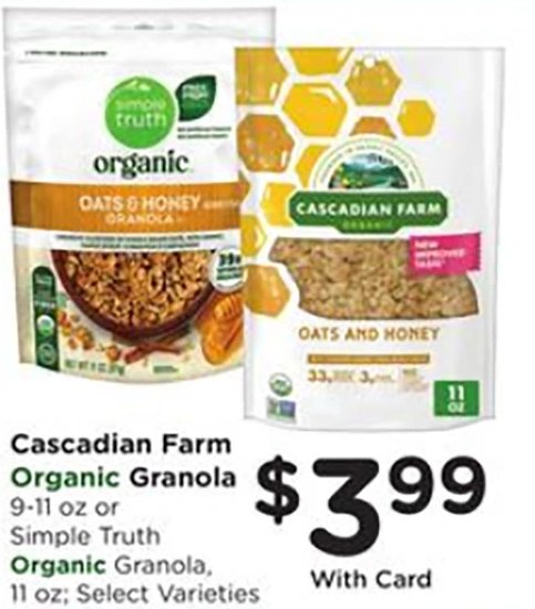 Cascadian Farm Organic Granola / Simple Truth Organic Granola