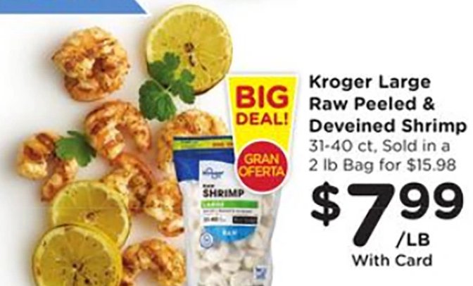 Kroger Large Raw Peeled & Deveined Shrimp