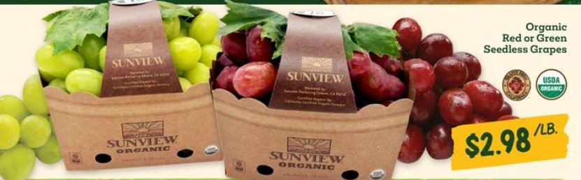 Organic Red or Green Seedless Grapes