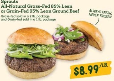 Sprouts All-Natural Grass-Fed 85% Lean or Grain-Fed 93% Lean Ground Beef