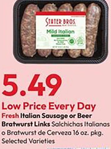 Fresh Italian Sausage or Beer Bratwurst