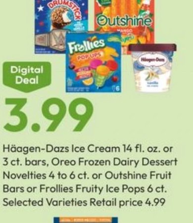 Häagen-Dazs Ice Cream or Outshine Fruit Bars or Frollies