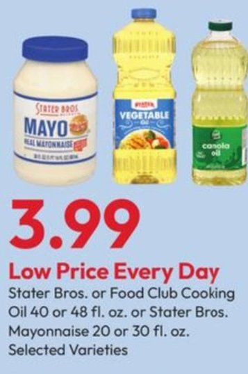 Stater Bros. Mayo or Food Club Cooking Oil