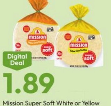 Mission Super Soft White or Yellow Corn Tortillas