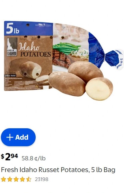 Fresh Idaho Russet Potatoes