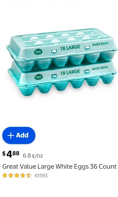 Great Value Large White Eggs