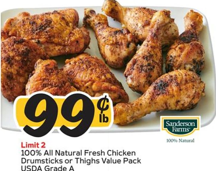 Sanderson Farms 100% Natural Fresh Chicken Drumsticks or Thighs Value Pack