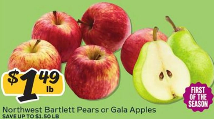 Northwest Bartlett Pears or Gala Apples