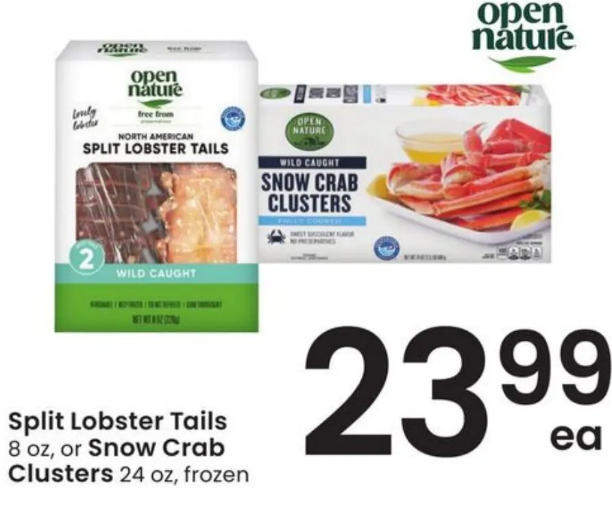 Split Lobster Tails or Snow Crab Clusters