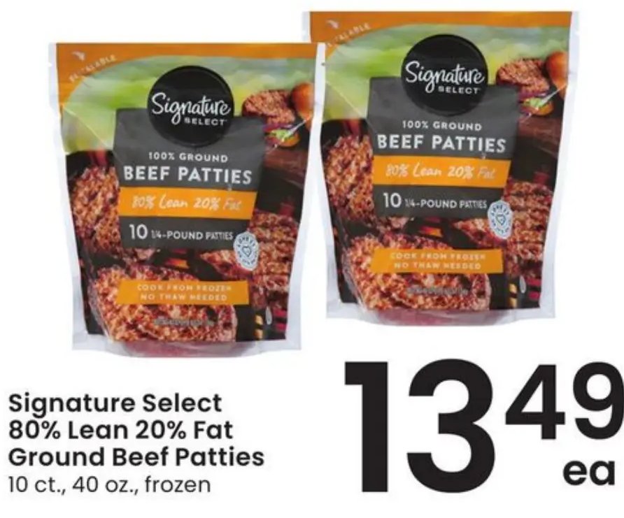 Signature Select 80% Lean 20% Fat Ground Beef Patties