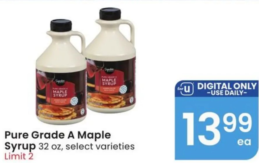 Pure Grade A Maple Syrup