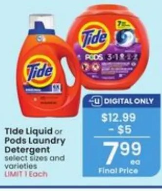 Tide Liquid or Pods Laundry Detergent
