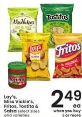 Lay's, Miss Vickie's, Fritos, Tostito & Salsa