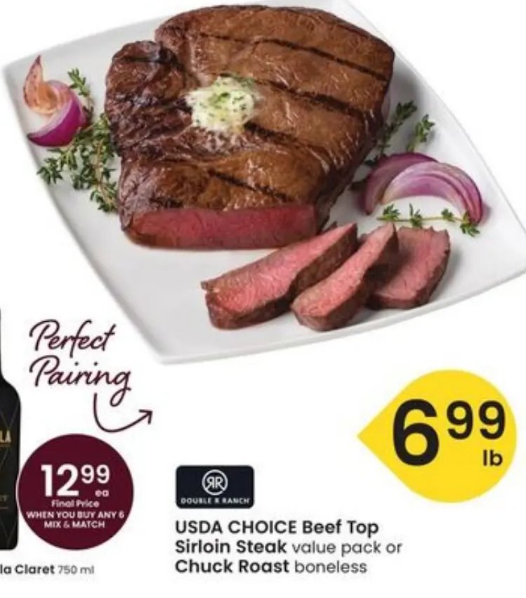 USDA CHOICE Beef Top Sirloin Steak or Chuck Roast