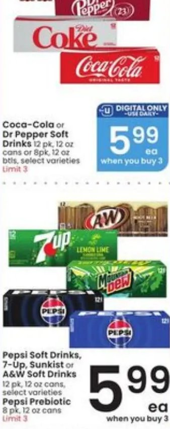Coca-Cola or Dr Pepper Soft Drinks