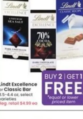 Lindt Excellence or Classic Bar