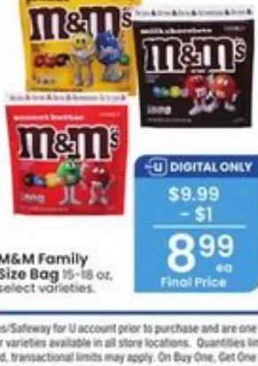 M&M Family Size Bag