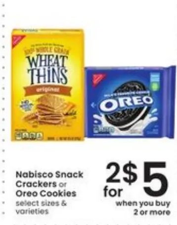 Nabisco Snack Crackers or Oreo Cookies