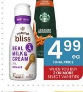 Natural Bliss Creamer or Starbucks Creamer