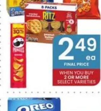 BelVita Crunchy or Ritz Crackers or Pringles