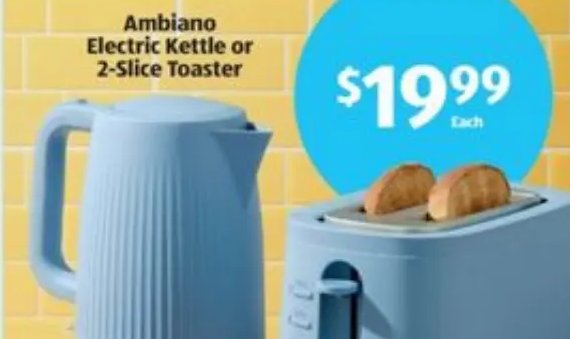 Ambiano Electric Kettle or 2-Slice Toaster