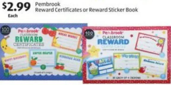 Pembrook Reward Certificates or Reward Sticker Book