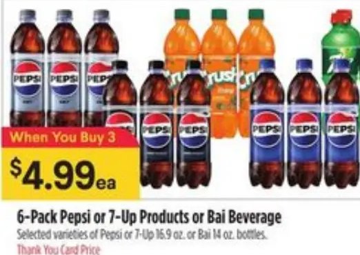 6-Pack Pepsi or 7-Up Products or Bai Beverage