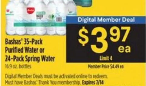 Bashas' 35-Pack Purified Water or 24-Pack Spring Water