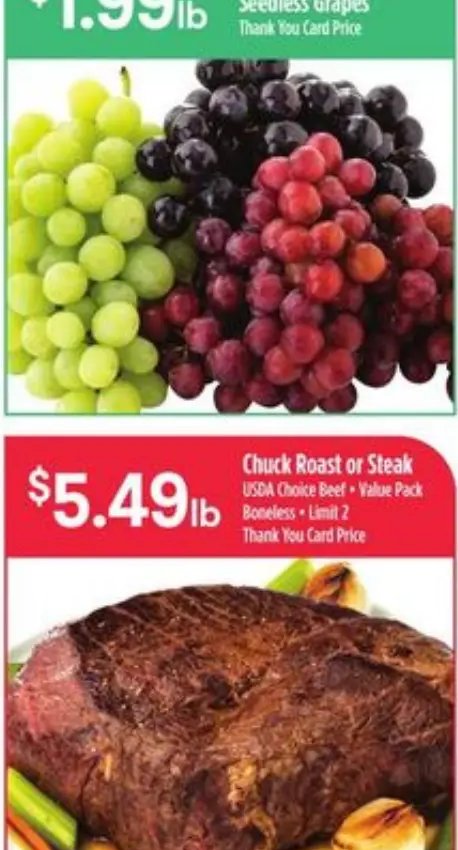 Green, Black or Red Seedless Grapes