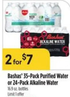 Bashas' 35-Pack Purified Water or 24-Pack Alkaline Water