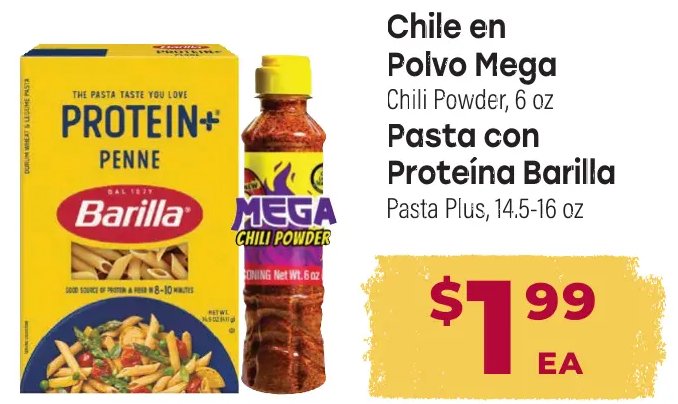 Chile en Polvo Mega / Pasta con Proteína Barilla