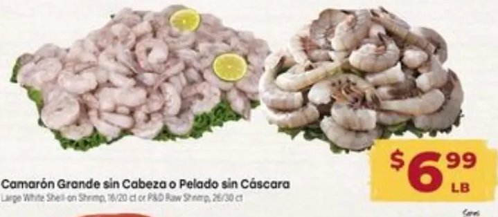 Camarón Grande sin Cabeza o Pelado sin Cáscara