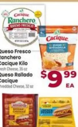 Queso Fresco Ranchero Cacique Kilo / Queso Rallado Cacique
