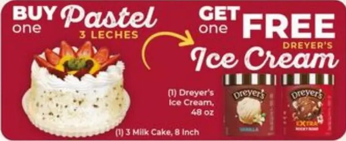 Pastel 3 Leches & Dreyer's Ice Cream