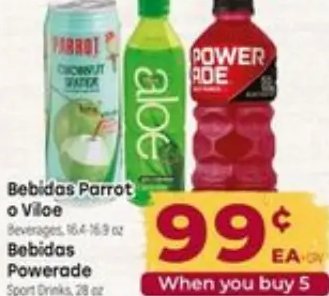 Bebidas Parrot o Viloa Bebidas Powerade