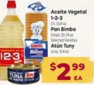 Aceite Vegetal 1-2-3 Pan Bimbo Atún Tuny
