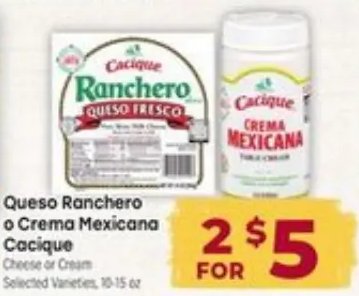 Queso Ranchero o Crema Mexicana Cacique